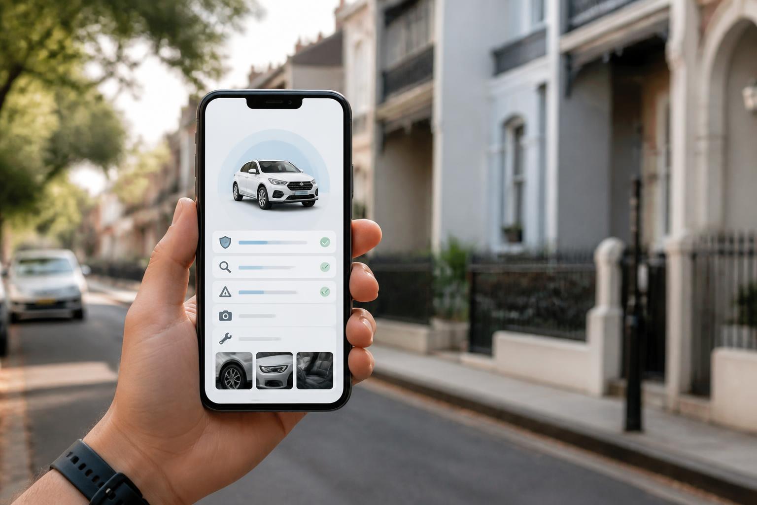 Inner West Sydney buyer reviewing a pre-purchase car inspection report on a phone