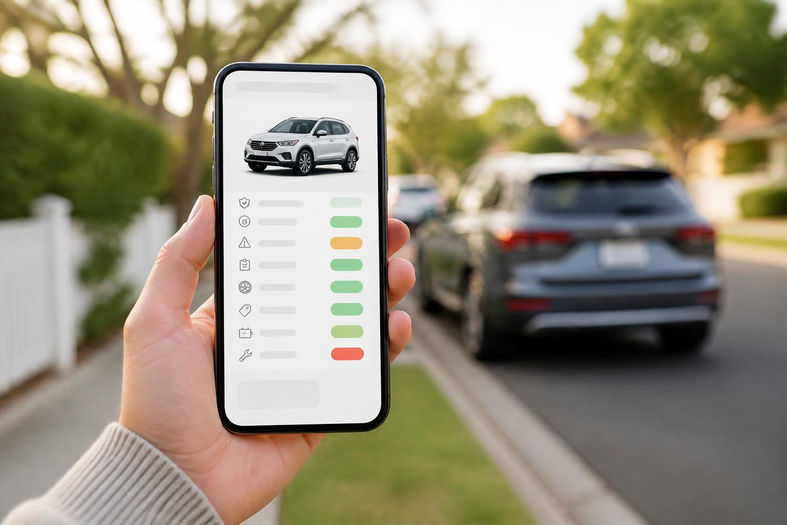 Liverpool buyer reviewing a pre-purchase car inspection report on a phone
