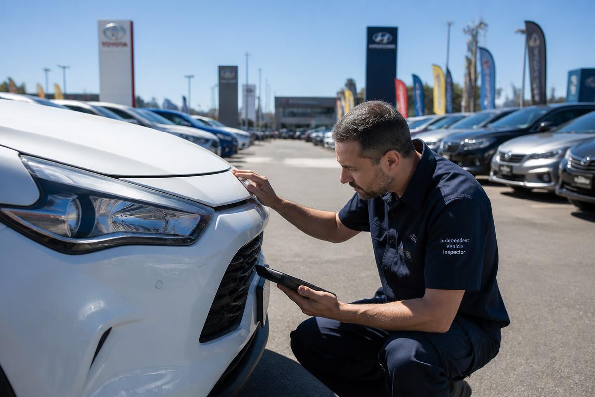 Aussie Auto Care mobile inspector carrying out a pre-purchase car inspection in Minchinbury, NSW